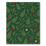 Emerald Fern Leaves with Spotted Berries Rug