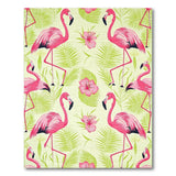 Playful Pink Flamingo Palm Leaf Area Rug