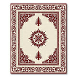 Ivory Traditional Persian Mandala Rug with Red Borders