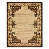 Southwestern Beige Area Rug with Tan Brown Geometric Border