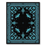 Teal Floral Beetle Border Area Rug