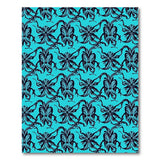 Teal Black Floral Motif Area Rug