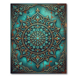 Traditional Persian Blue and Teal Teal Gold Mandala Persian Area Rug