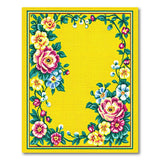 Sunny Yellow Floral Border Area Rug