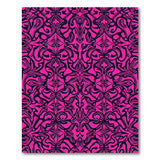 Vibrant Pink Black Floral Damask Area Rug