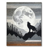 Howling Wolf Full Moon Mountain Grey Area Rug