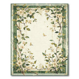 Green Floral Vintage Washable Area Rug