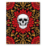 Gothic Red Floral Skull Area Rug