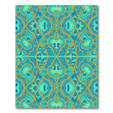 Teal Persian Motif Area Rug with Gold Accents