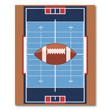 Kids Cartoon Multi-color and Patterns Football Field Area Rug with Centered Ball