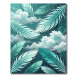 Dreamy Teal Feathers Cloud Area Rug