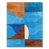 Abstract Geometric Blue Orange Area Rug