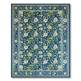 Navy Blue Rose Vine Floral Area Rug