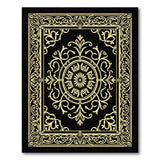 Traditional Persian Ornate Gold Filigree Black Area Rug