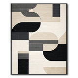 Black and White Geometric Modern Geometric Black White Area Rug