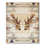 Southwestern Deer Heads Tan Area Rug