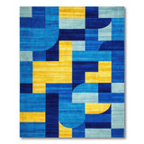 Multi-color and Patterns Bold Geometric Blue Yellow Abstract Area Rug