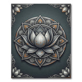 Silver Lotus Mandala Distressed Area Rug