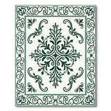 Green Ornate Green Floral Medallion Area Rug