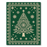 Ornate Green Christmas Tree Papercut Area Rug