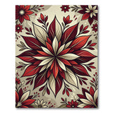 Radiant Red Floral Mandala Area Rug