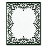 Green Ornate Green Floral Scroll Border Rug