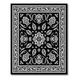 Traditional Persian Black and White Black White Traditional Persian Floral Rug