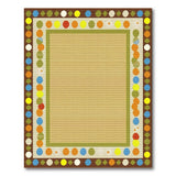 Vibrant Multi-Color Polka Dot Border Beige Rug