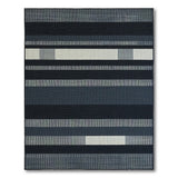 Modern Black White Striped Woven Rug