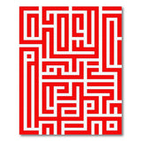 Bold Red Geometric Maze Area Rug