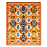 Vibrant Orange Indigo Tree Motif Persian Area Rug