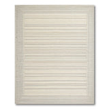Beige and Neutral Beige Striped Woven Area Rug with Textured Border