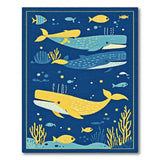 Blue and Teal Whimsical Whale Ocean Kids Area Rug