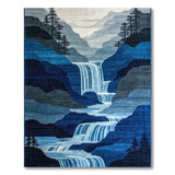 Abstract Blue Waterfall Mountain Area Rug
