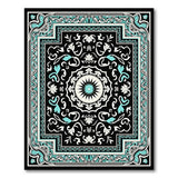 Ornate Teal Black Traditional Persian Area Rug