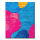 Vibrant Abstract Area Rug in Blue Pink Yellow