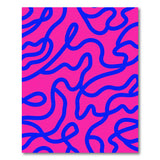 Hot Pink Blue Squiggle Abstract Area Rug