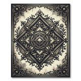 Ornate Baroque Black White Distressed Area Rug