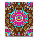 Vibrant Pink Teal Mandala Boho Area Rug