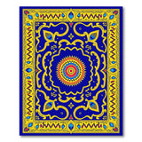 Navy Blue Persian Area Rug with Gold Borders Sunburst Medallion