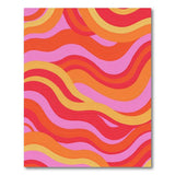 ODIKA Retro Wavy Pink & Orange Washable Area Rug - Low Pile, Non-Slip, Pet & Kid Friendly
