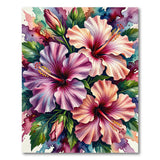 Vibrant Hibiscus Watercolor Area Rug