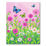 Whimsical Pink Floral Butterflies Area Rug