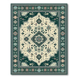 Green Border Persian Medallion Area Rug