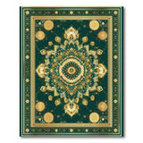 Emerald Green Mandala Persian Area Rug with Gold Accents