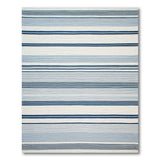 ODIKA Washable Blue and White Striped Area Rug, Low Pile Non-Slip Coastal Rug for Living Room