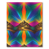 Multi-color and Patterns Vibrant Rainbow Mountain Geometric Rug