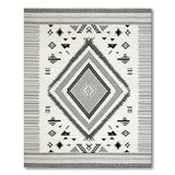 Black and White Black White Heritage Tribal Geometric Area Rug
