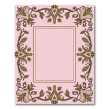 Pink Pink Gold Ornate Floral Border Rug