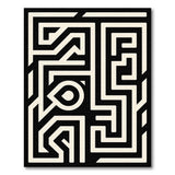 Geometric Modern Maze Labyrinth Black White Geometric Area Rug